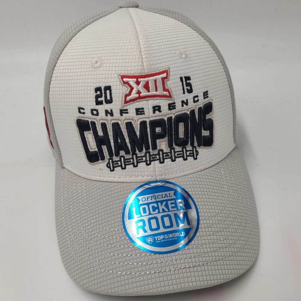 Oklahoma Sooners Hat Adjustable Top of the World Gray NCAA 2015 Big 12 Champions